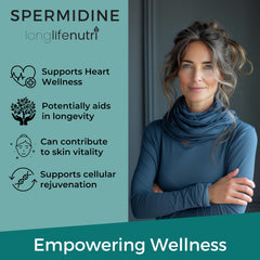 LongLifeNutri Spermidine USA-made seal on packaging emphasizing quality and integrity.