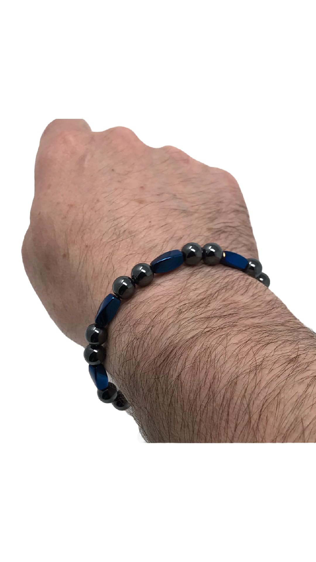 Close detail of the magnetic clasp and strap on the Look Sharp bracelet for strength.