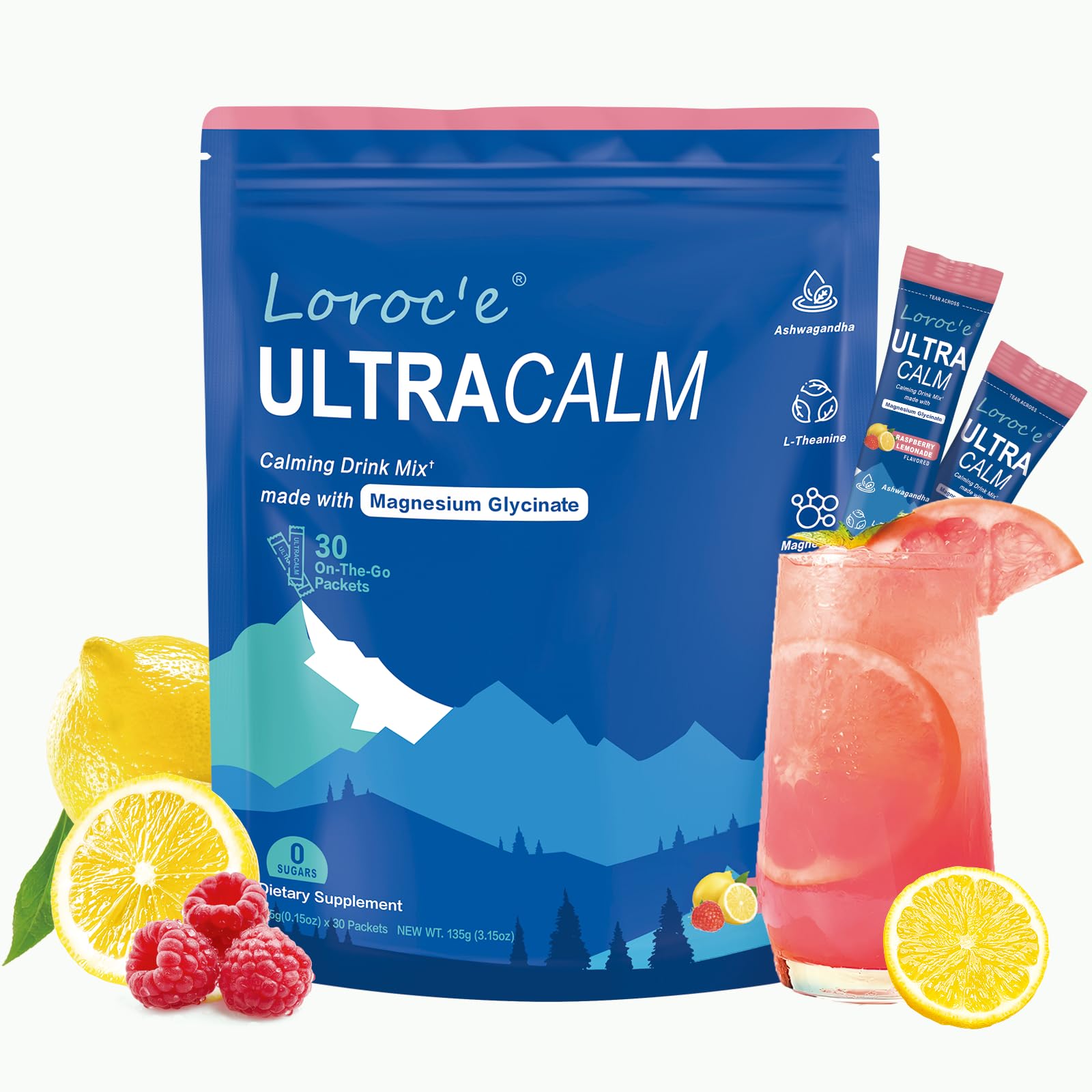 Loroc'e Ultracalm bottle front ready for on-the-go relaxation with no sugar