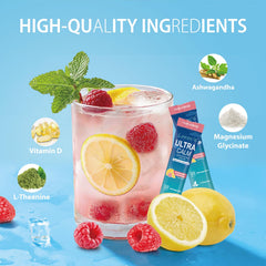 Loroc'e UltraCalm glass-ready drink with raspberry lemonade, refreshing after work.