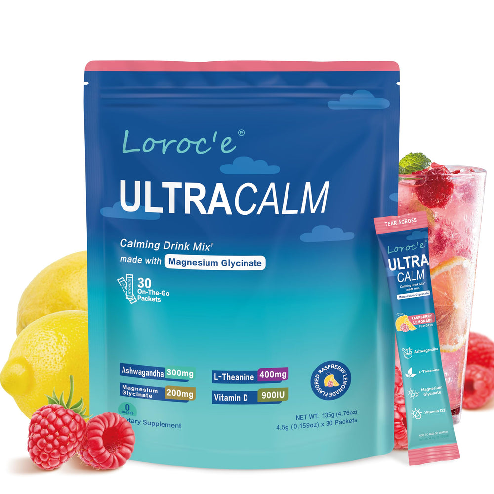 Loroc'e UltraCalm packet front for on-the-go relaxation.