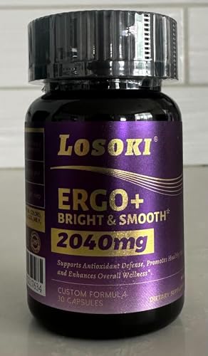 Losoki Ergo+ bottle side shows 30 capsules and simple daily dosage