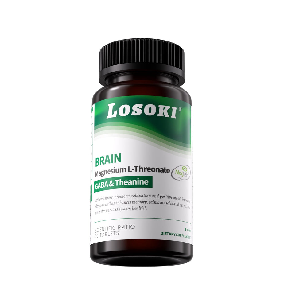 Losoki magnesium capsules close-up, suggesting restful sleep support.