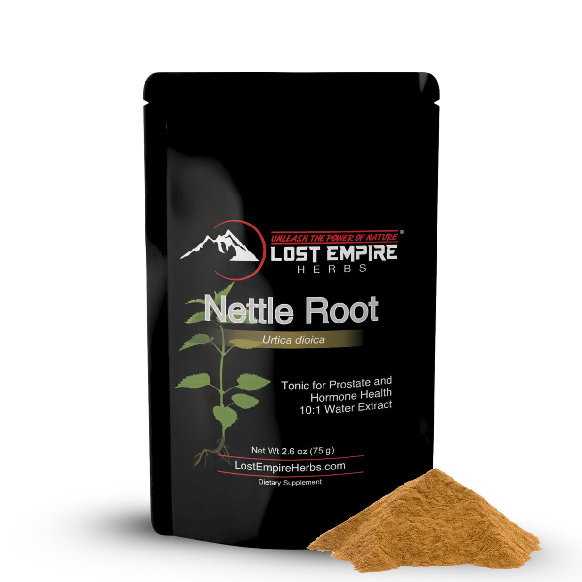 Lost Empire Herbs stinging nettle root 10:1 water extract powder ready for daily use.
