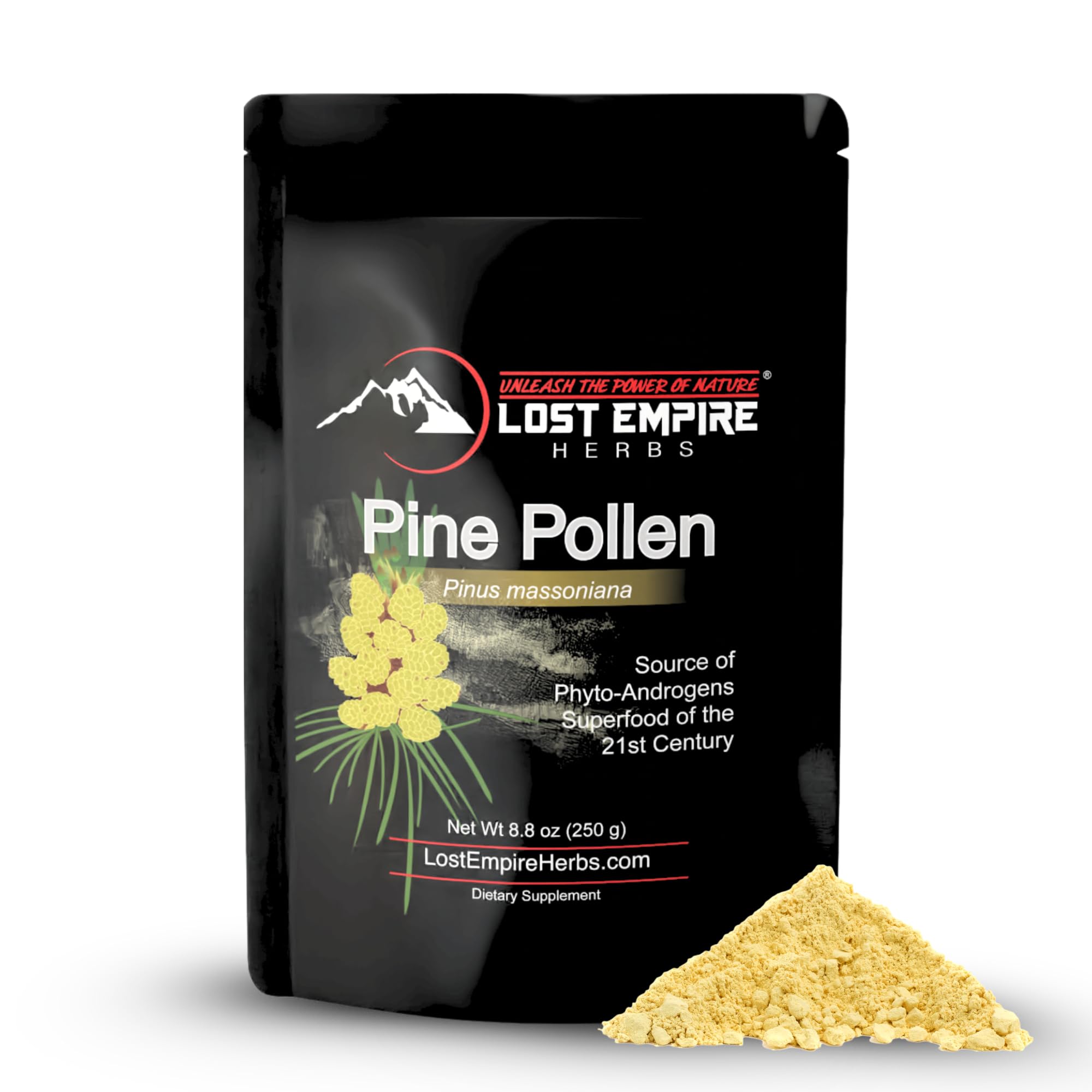 Lost Empire Pine Pollen Powder bottle for daily energy support.