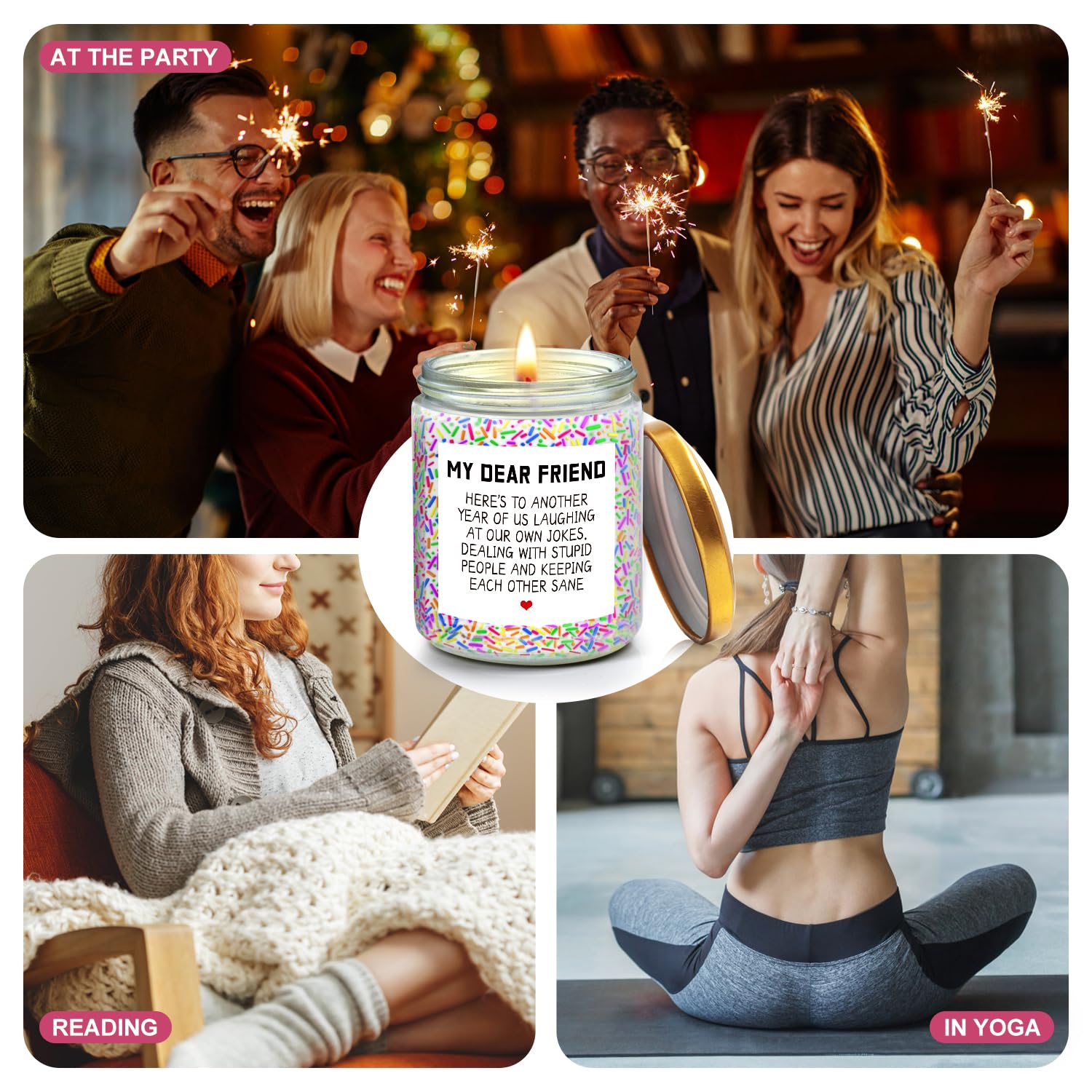 LOTICONA My Dear Friend candle conveys heartfelt appreciation for friends.