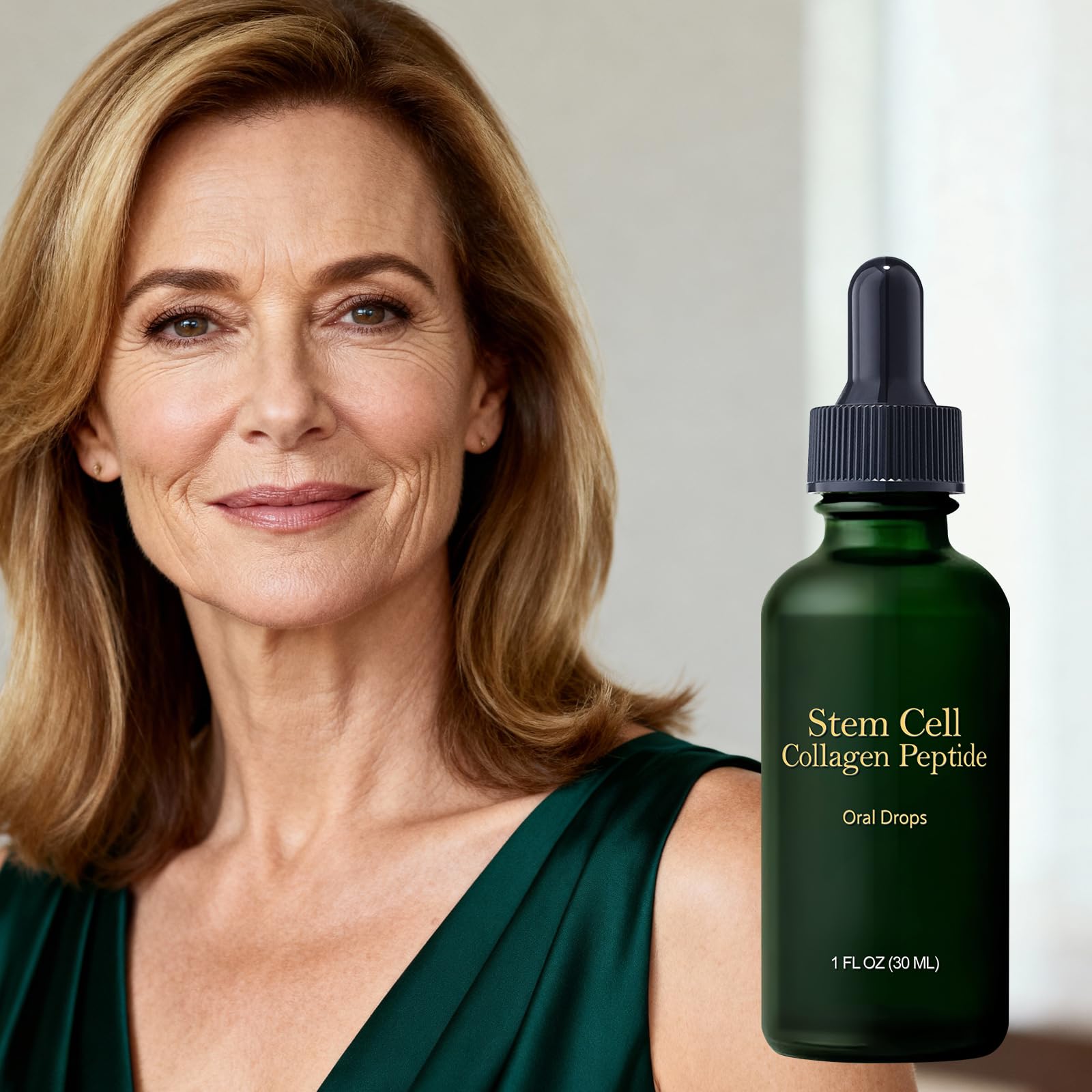 Lotmay Stem Cell Collagen Drops presentation emphasizing odorless, versatile use.