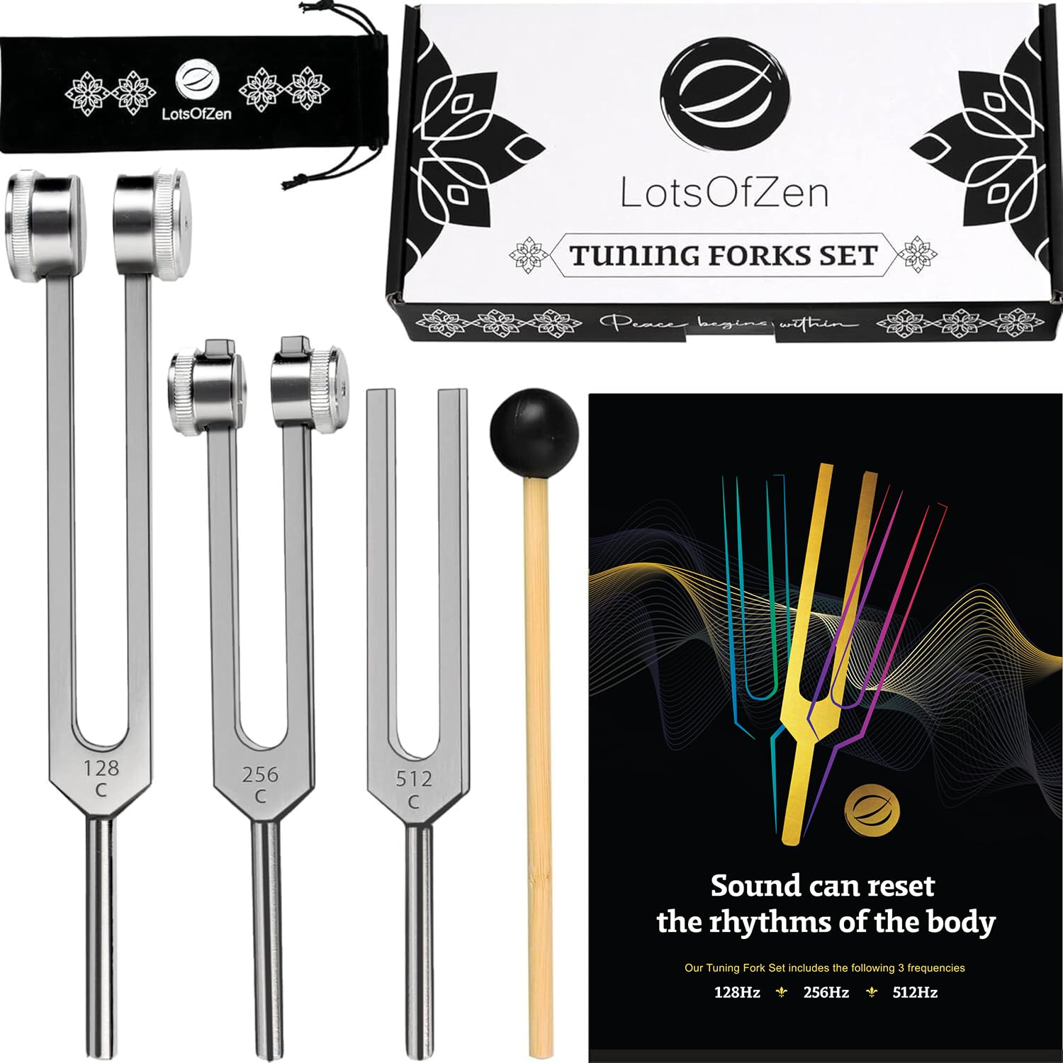 LOTS OF ZEN 128Hz tuning fork for sound healing and meditation.