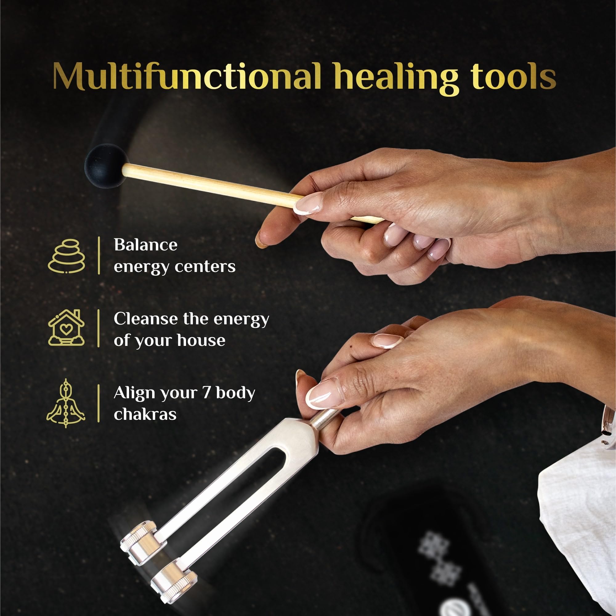 LOTS OF ZEN tuning forks with mallet for quick activation.