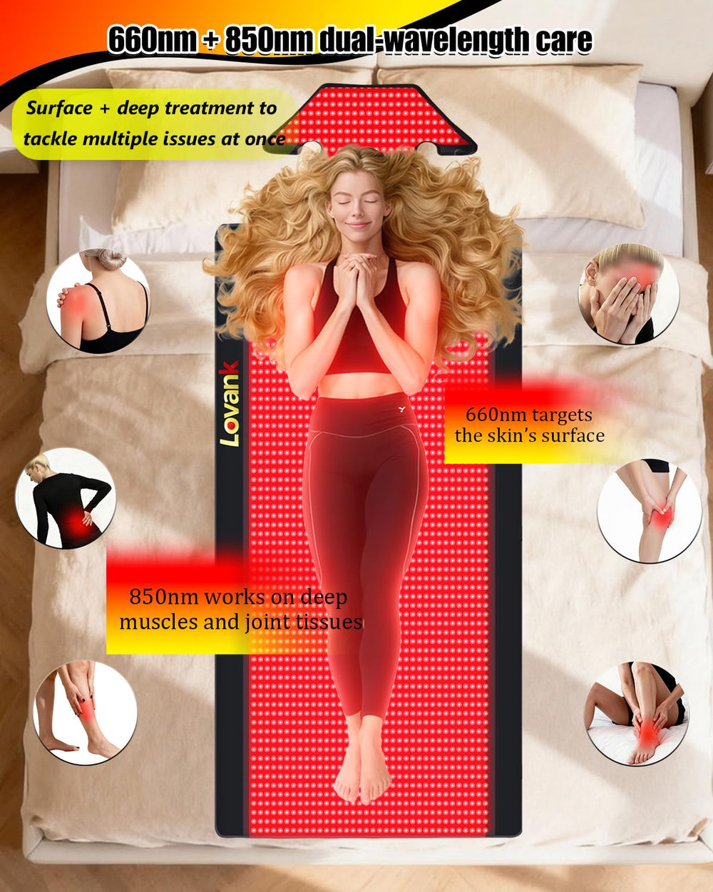 Lovank 81x33 inch mat covers back and legs for efficient full-body therapy.