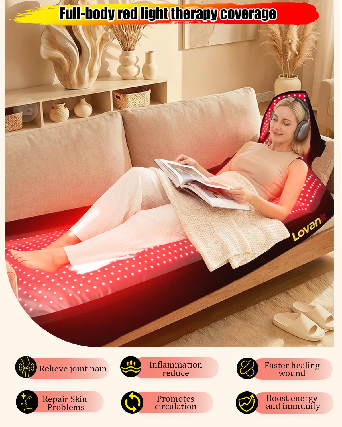 Lovank soft, sweat-resistant TPU surface offers comfortable, easy-clean recovery sessions.