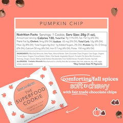 Love + Chew cookie close-up shows soft texture and pumpkin chocolate flavor.