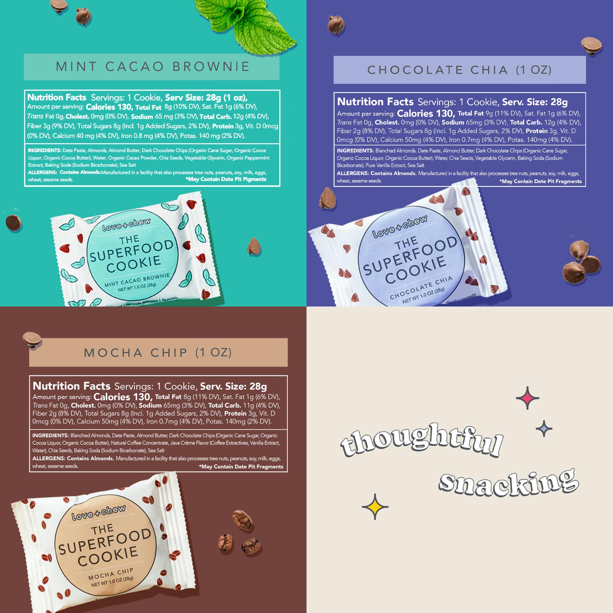 Love + Chew Mint Cacao close-up, cool mint with bold cacao for a refreshing finish