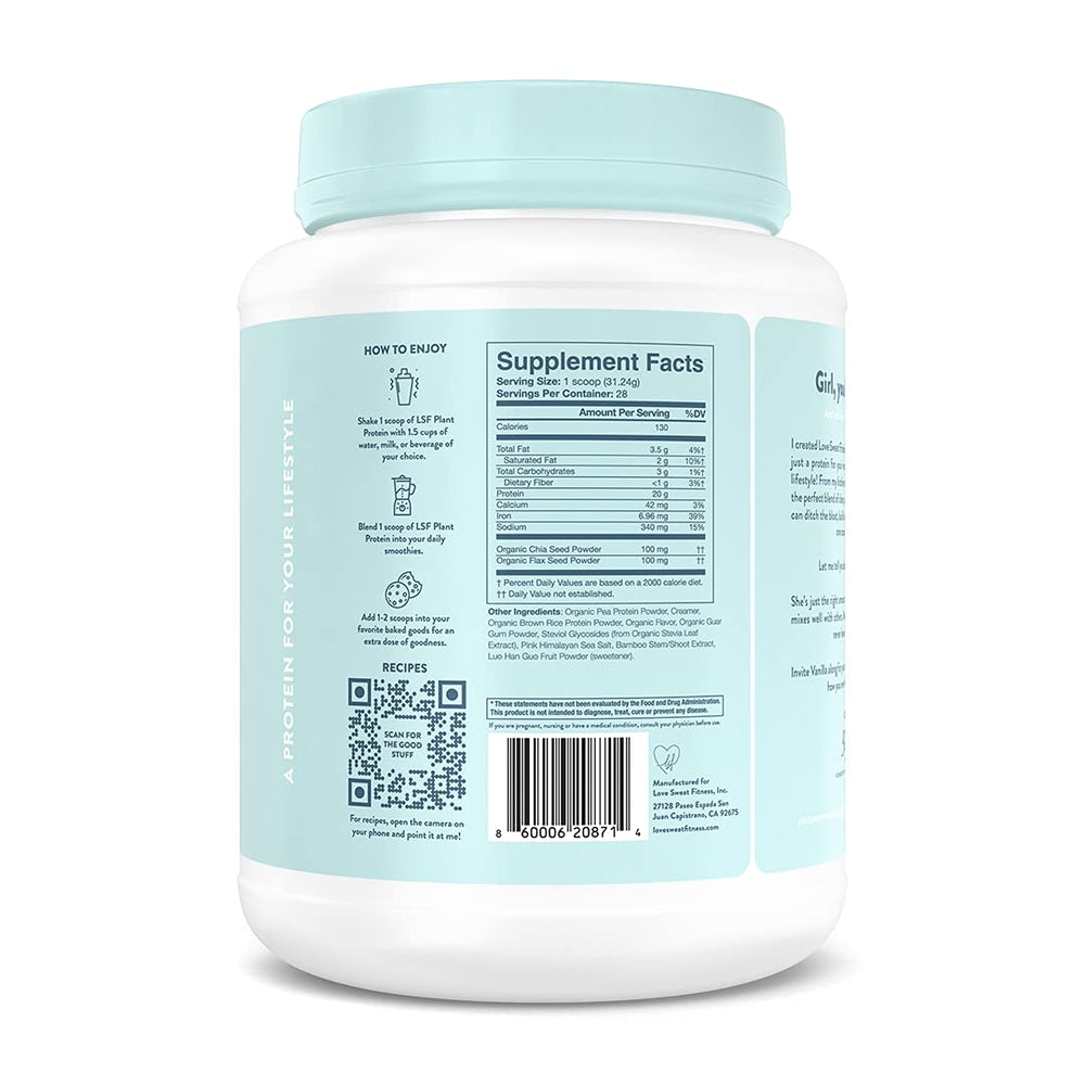 Love Sweat Fitness vanilla powder enhances baking with plant-based protein