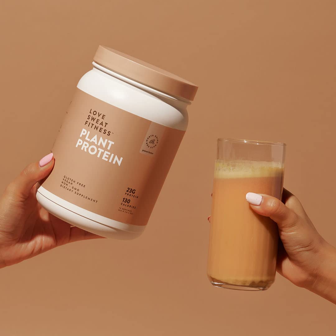 Love Sweat Fitness nutrition label close-up highlights protein content and ingredients.