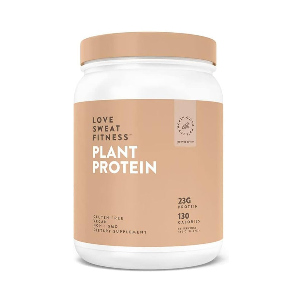 Love Sweat Fitness organic vegan protein powder packaging supports daily plant-based fueling.