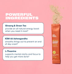 Love Sweat Fitness Pep Rally green tea and ginseng provide smooth caffeine lift.