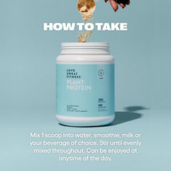 Love Sweat Fitness vanilla protein scoop ready for quick shakes