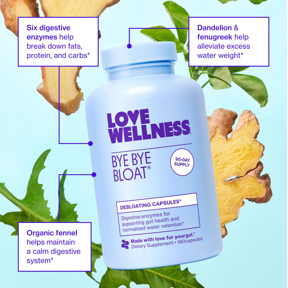 Herbal blend of fennel, dandelion, and ginger in Bye Bye Bloat.