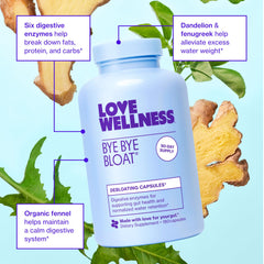 Herbal blend of fennel, dandelion, and ginger in Bye Bye Bloat.