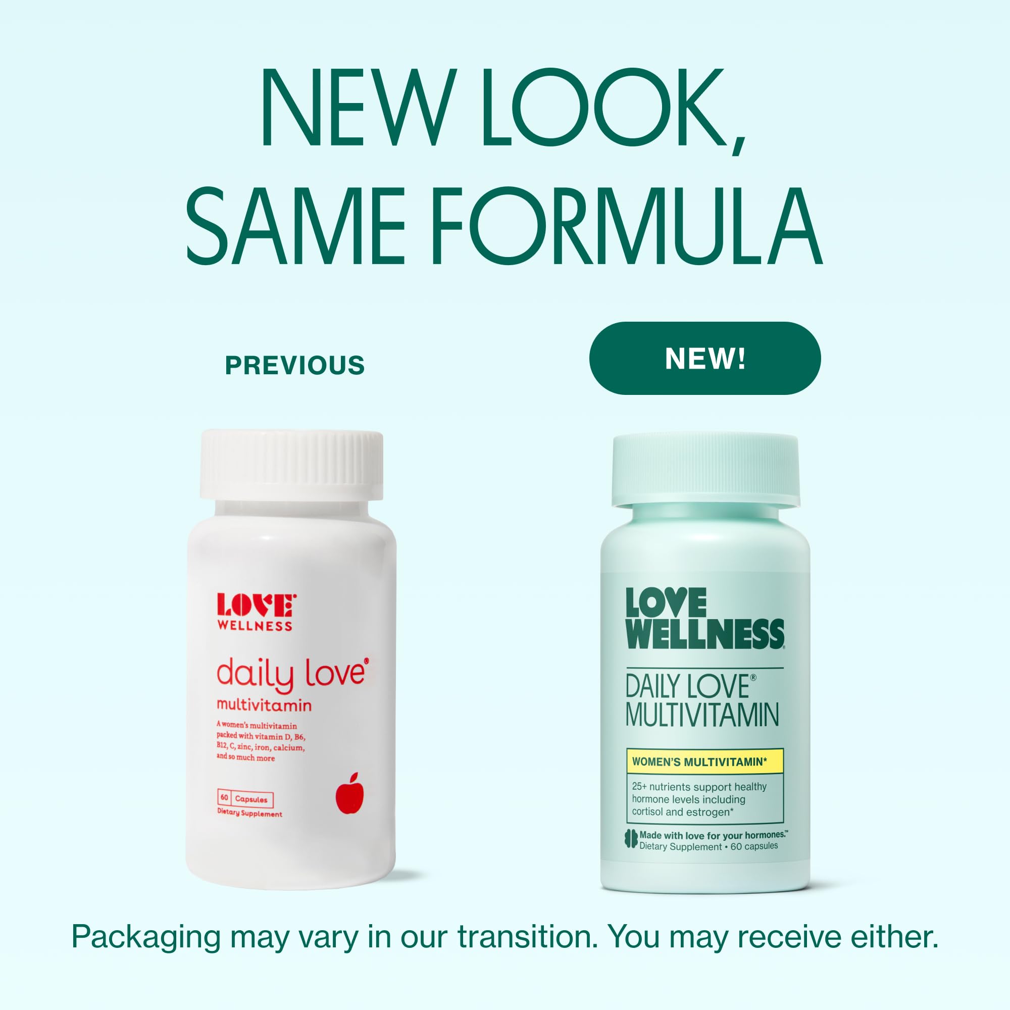 Love Wellness Daily Love capsules shown for easy daily stress support.