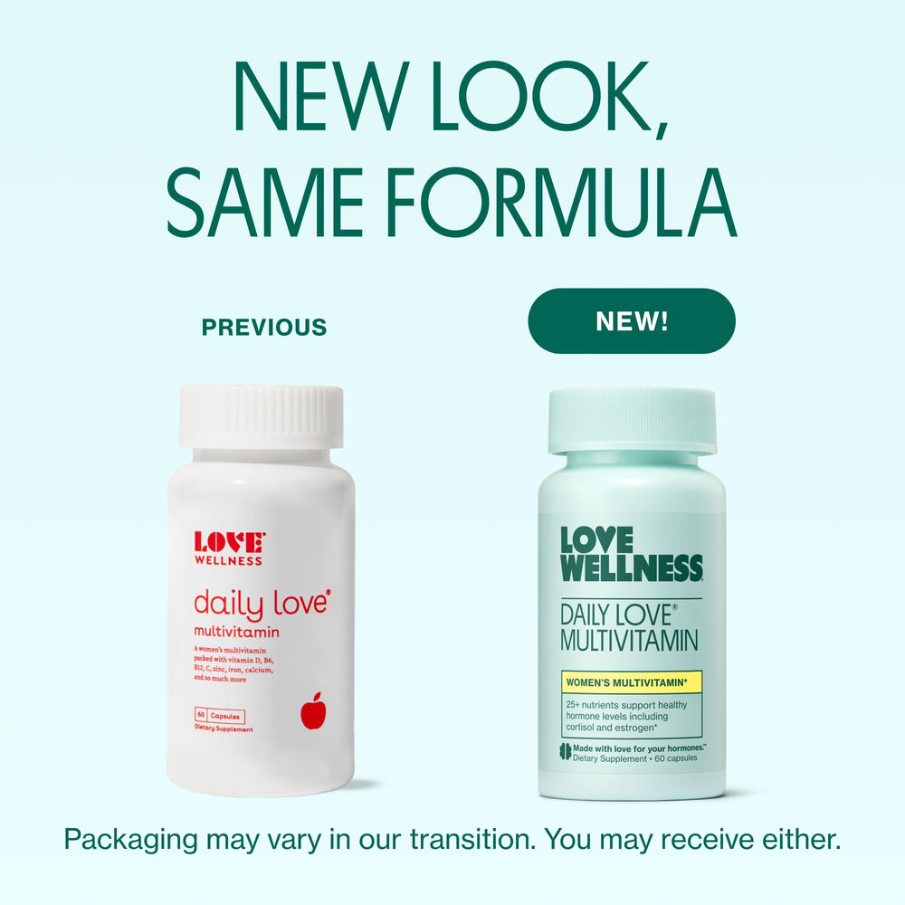 Love Wellness Daily Love capsules shown for easy daily stress support.