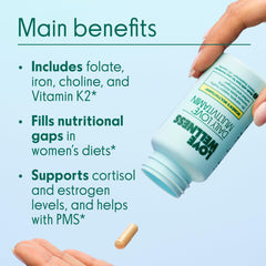 Love Wellness Daily Love label showcases vitamins for skin and hair.