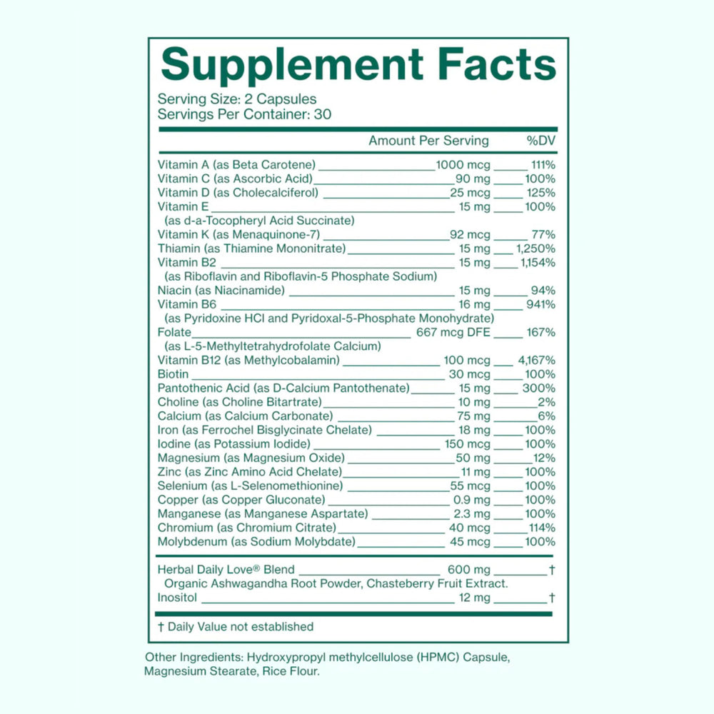 Love Wellness Daily Love vitamins on countertop supporting consistent routines.