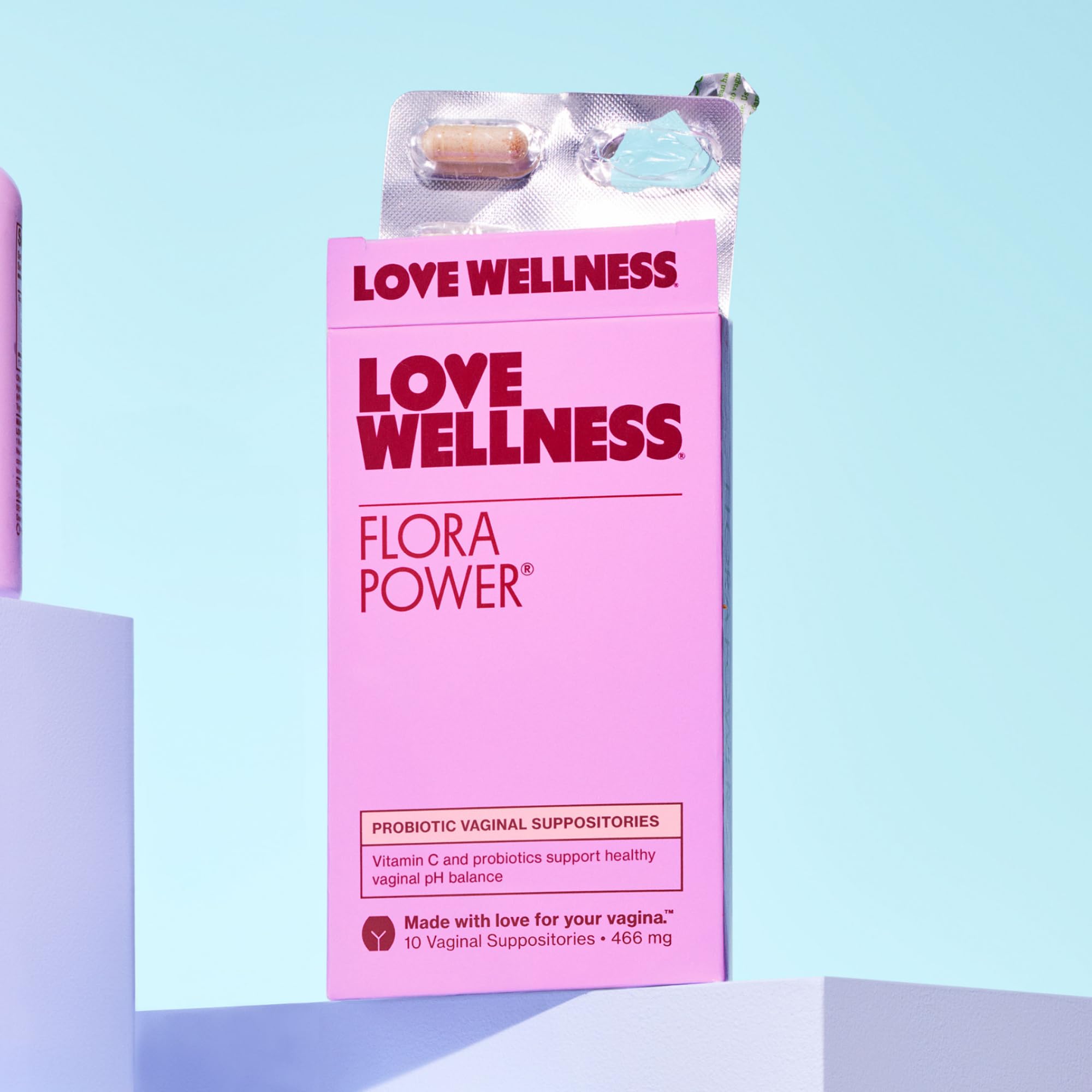 Love Wellness Flora Power fragrance-free label indicating gentle formula