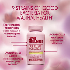 Love Wellness Good Girl Probiotics capsule closeup for easy daily use