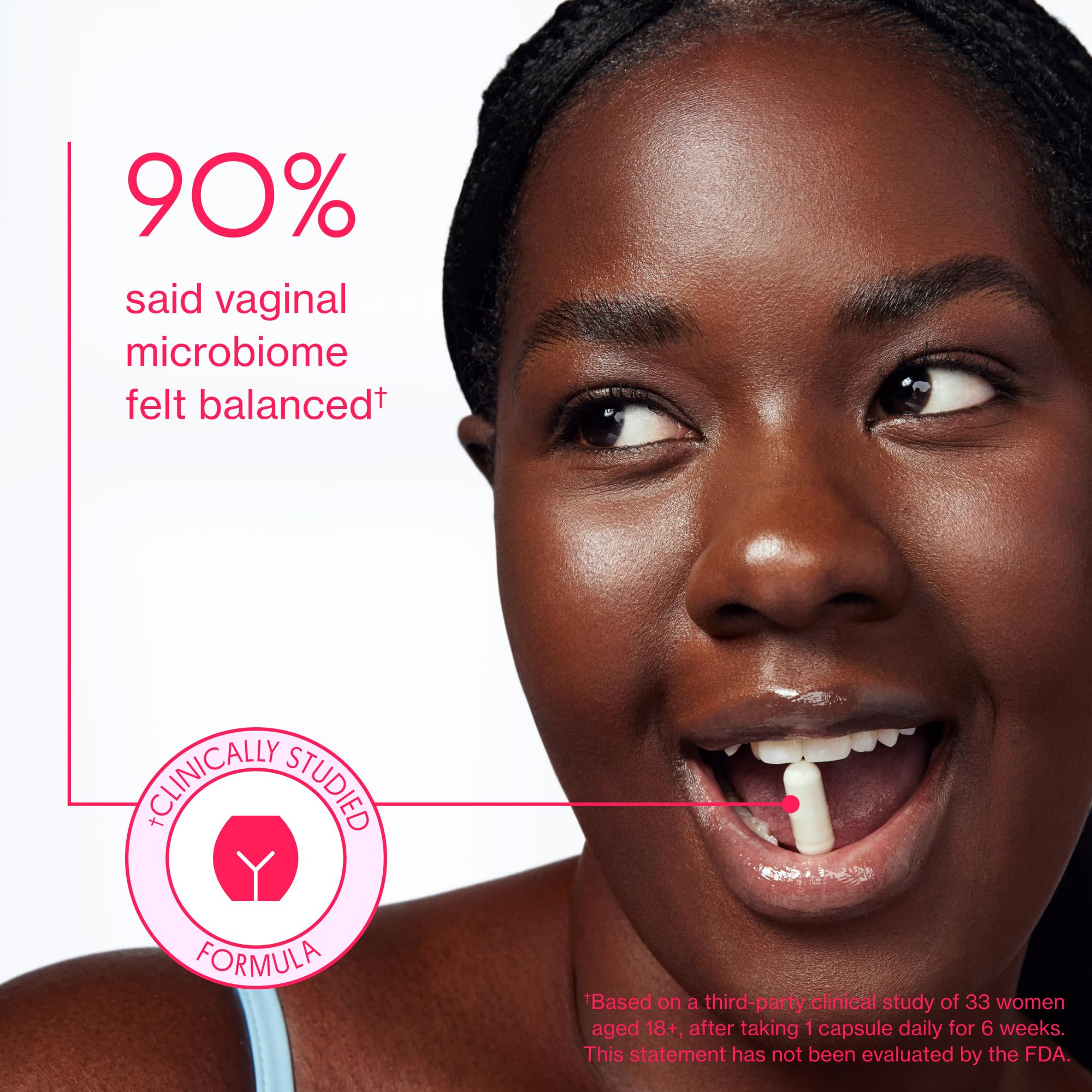 Love Wellness Good Girl Probiotics ingredients panel, highlights 9 strains including DE111.