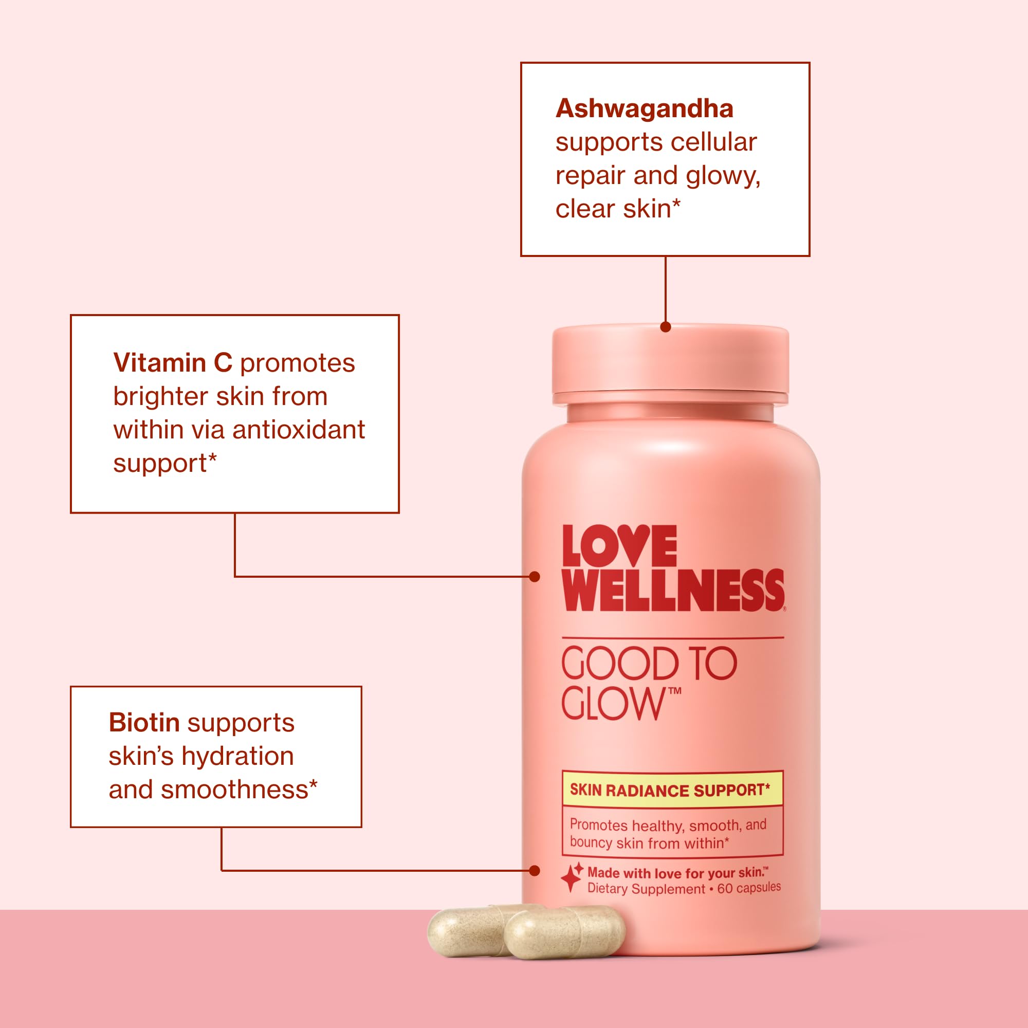 Love Wellness Good to Glow label details emphasize clean fragrance free ingredients for sensitive skin