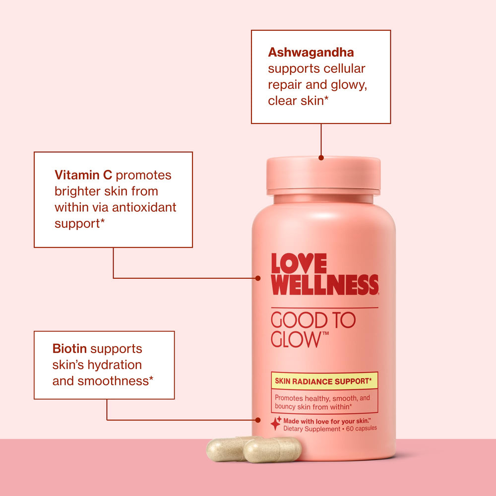 Love Wellness Good to Glow label details emphasize clean fragrance free ingredients for sensitive skin