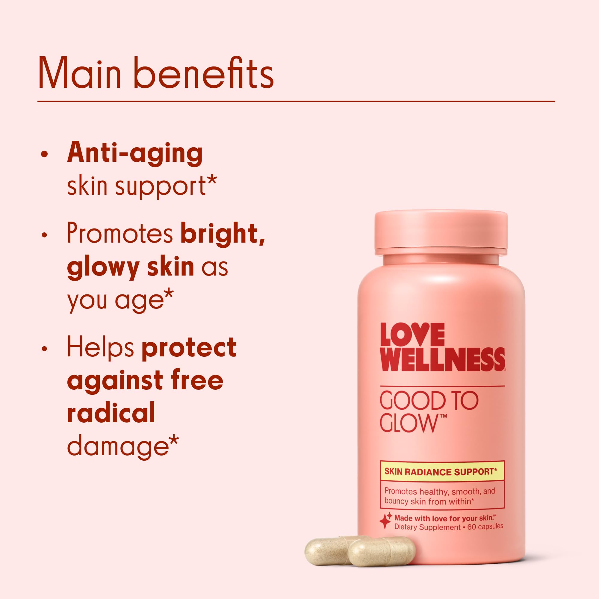 Love Wellness Good to Glow package group highlights gluten free and dairy free formula