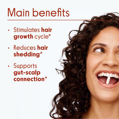 Capsules from Love Wellness Healthy Hair Probiotics for daily use.