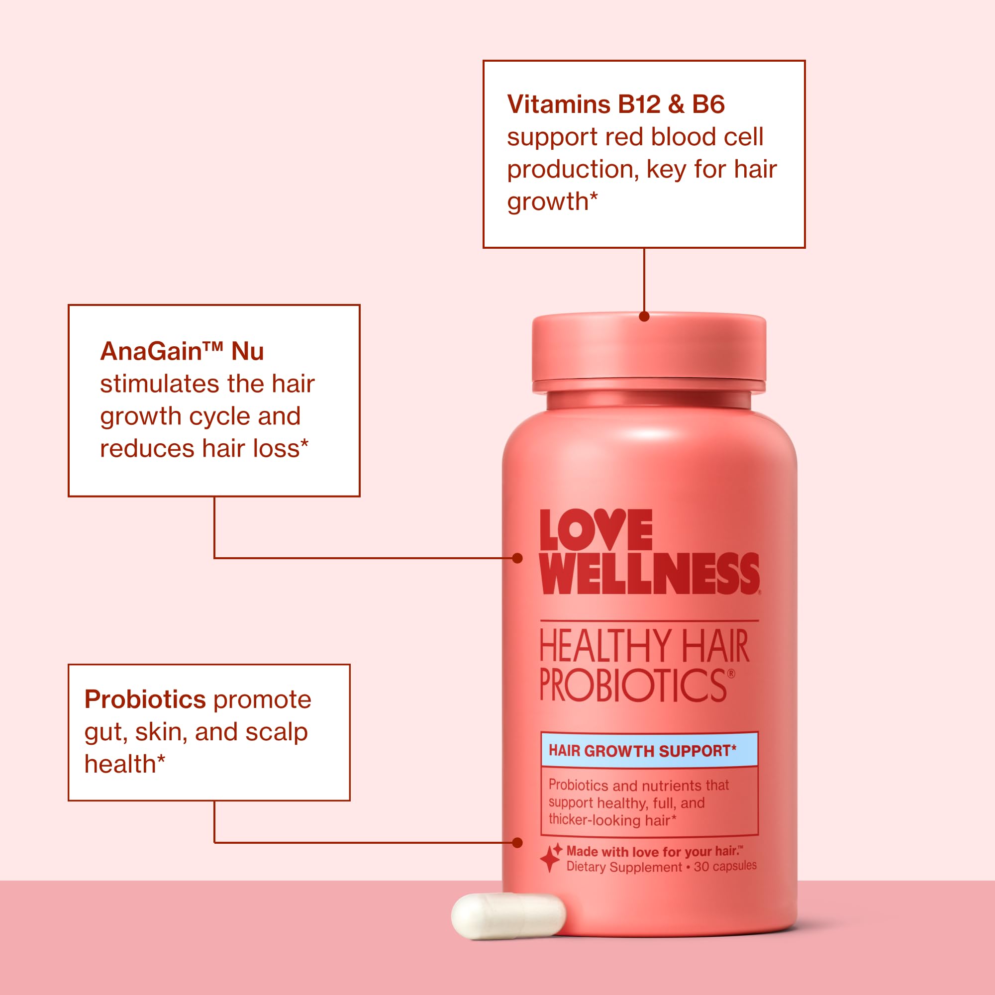 Pouring Love Wellness Healthy Hair Probiotics into a glass for daily routine.