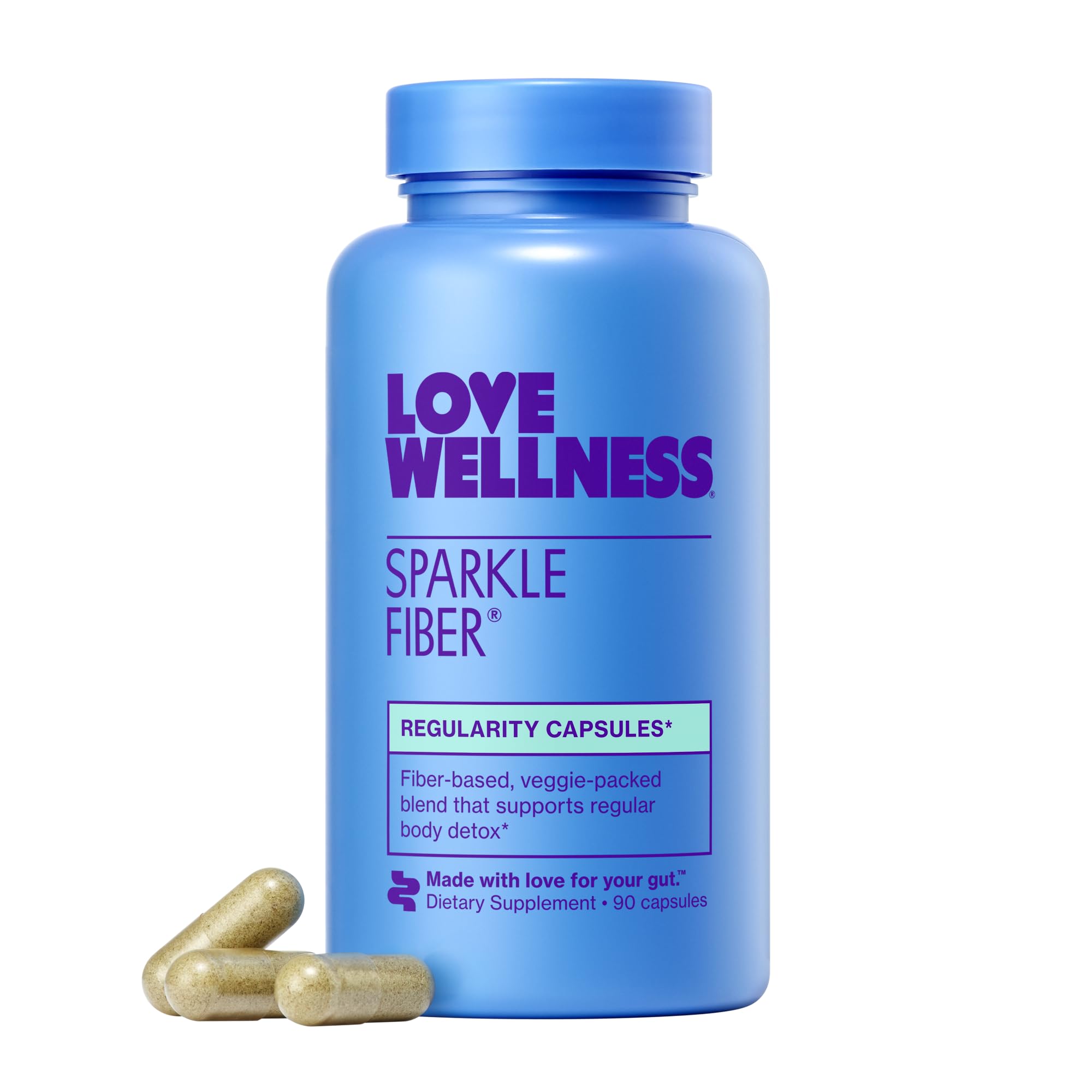 Love Wellness Sparkle Fiber bottle front view indicating daily digest support