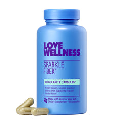 Love Wellness Sparkle Fiber bottle front view indicating daily digest support