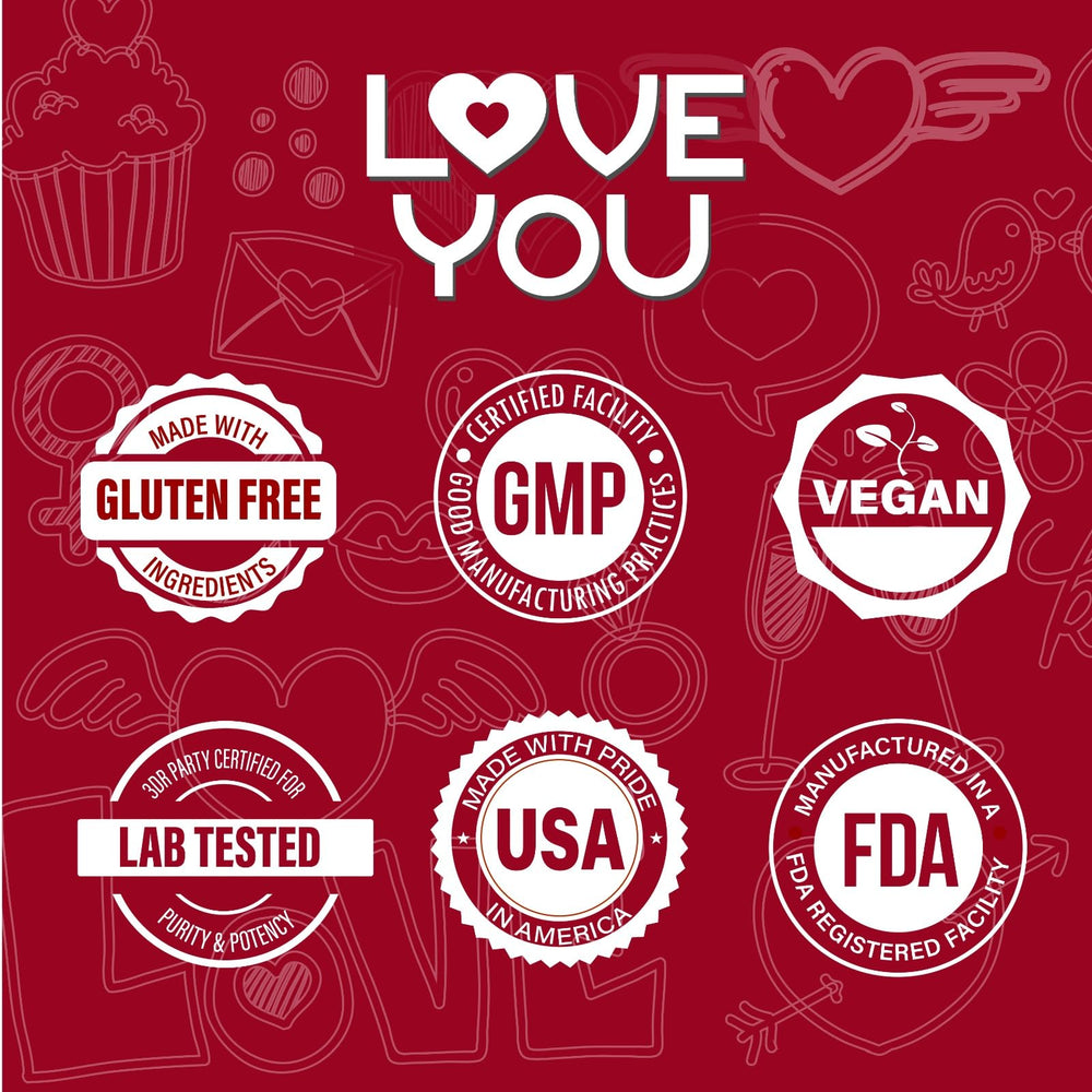 Love You non-GMO dairy-free gluten-free labeling close-up.