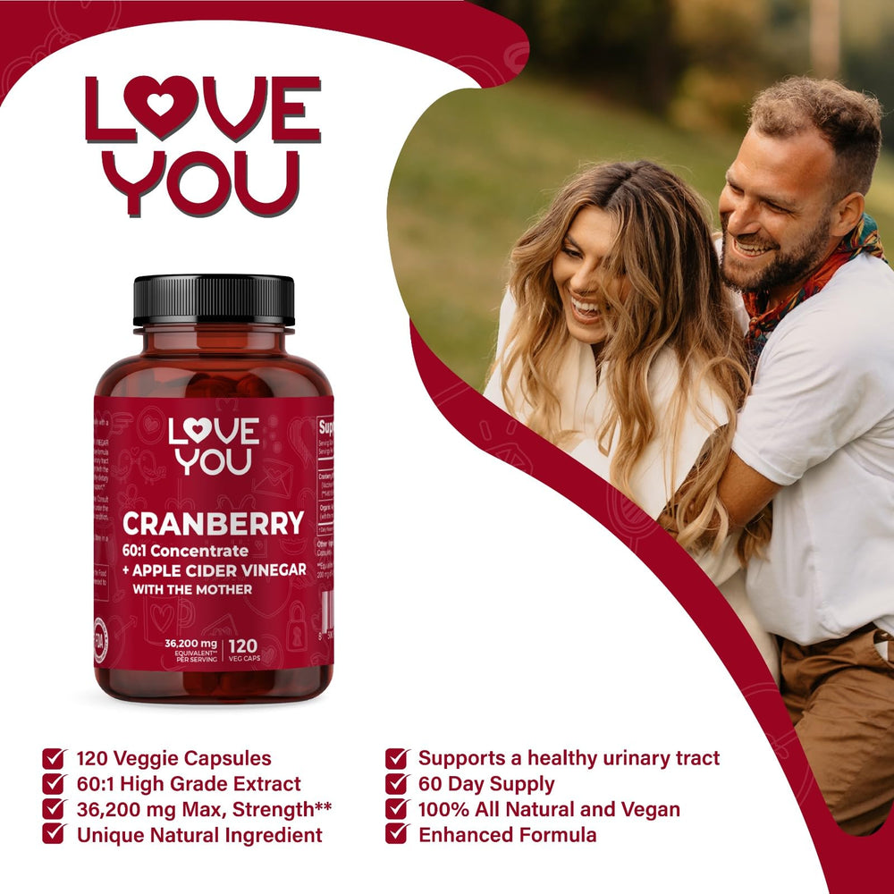 Love You organic apple cider vinegar powder bottle emphasizing gut balance.