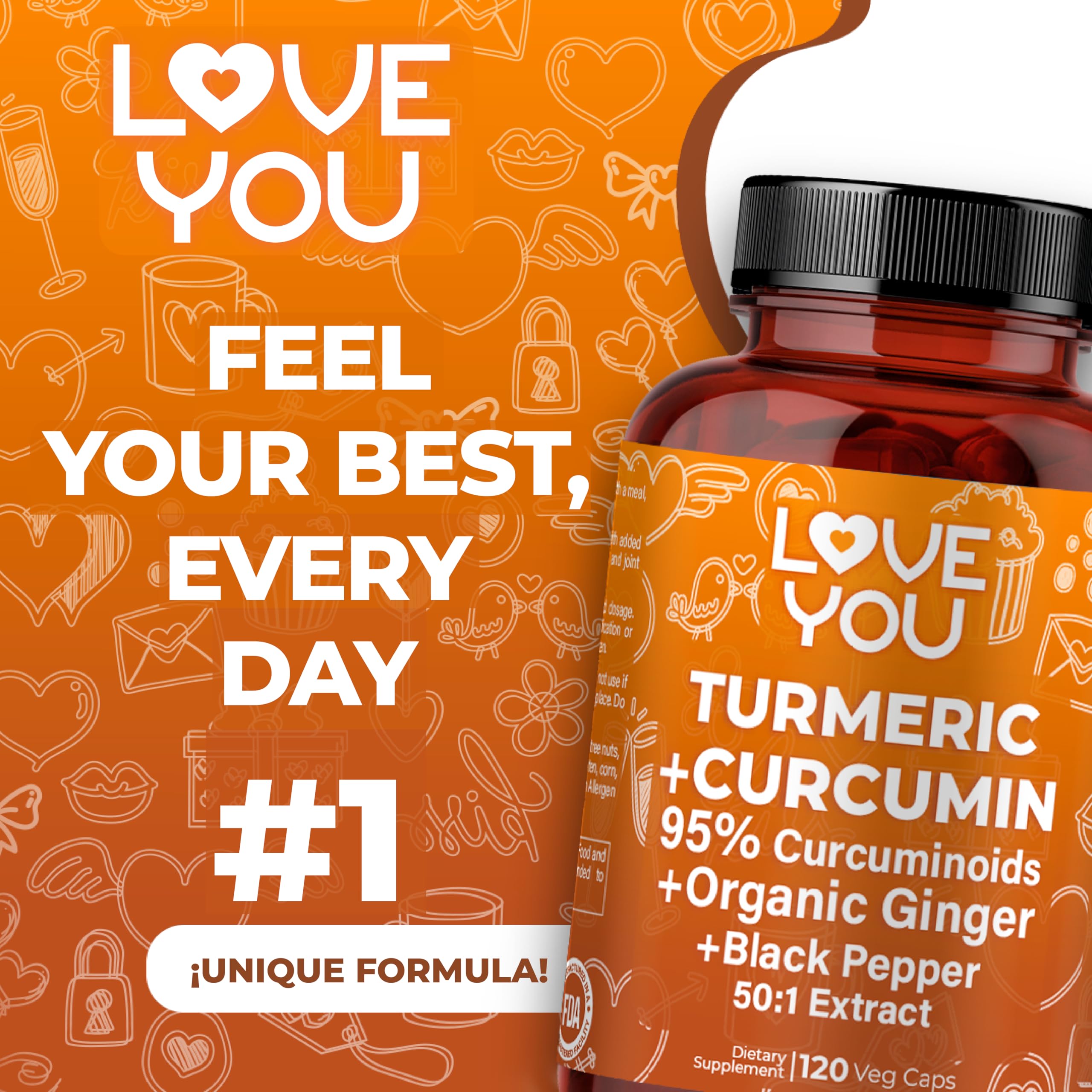Love You turmeric-curcumin capsules for convenient daily intake