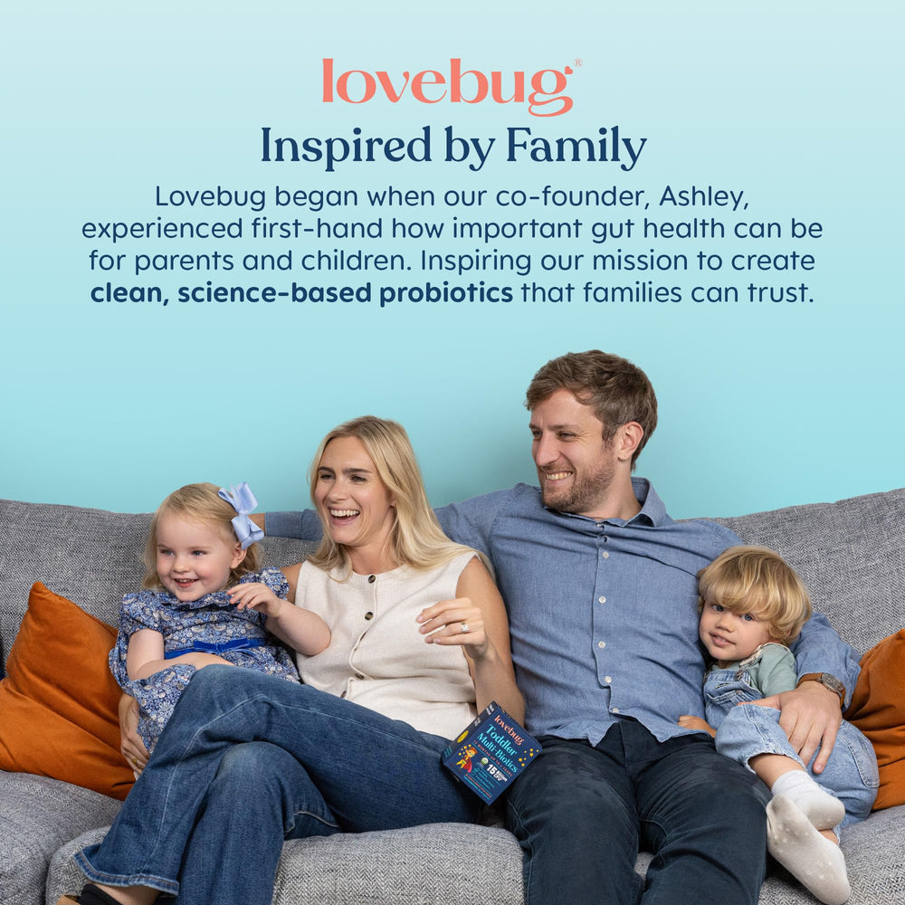 LOVEBUG 30-count bottle displayed for family use
