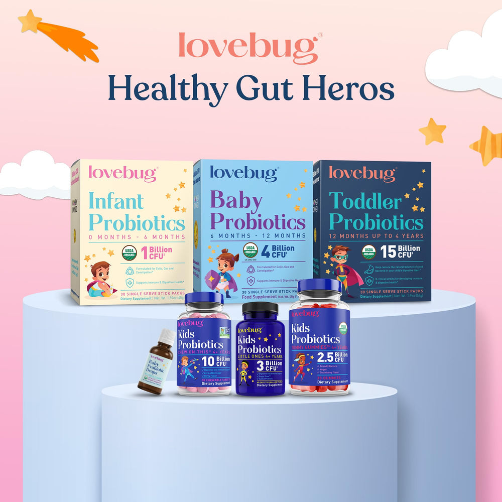 Lovebug bowel movement support for kids in convenient powder form