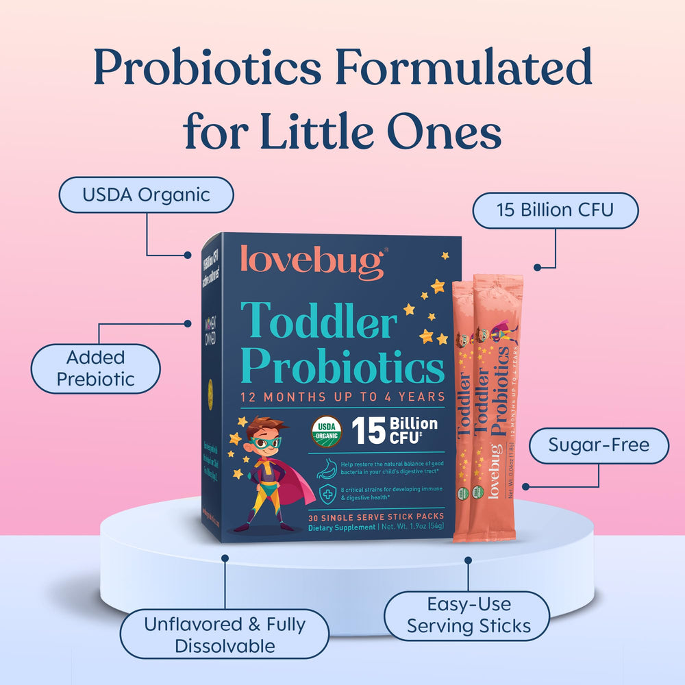 Lovebug eight-strain blend promotes gut health and routine for children