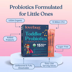 Lovebug eight-strain blend promotes gut health and routine for children