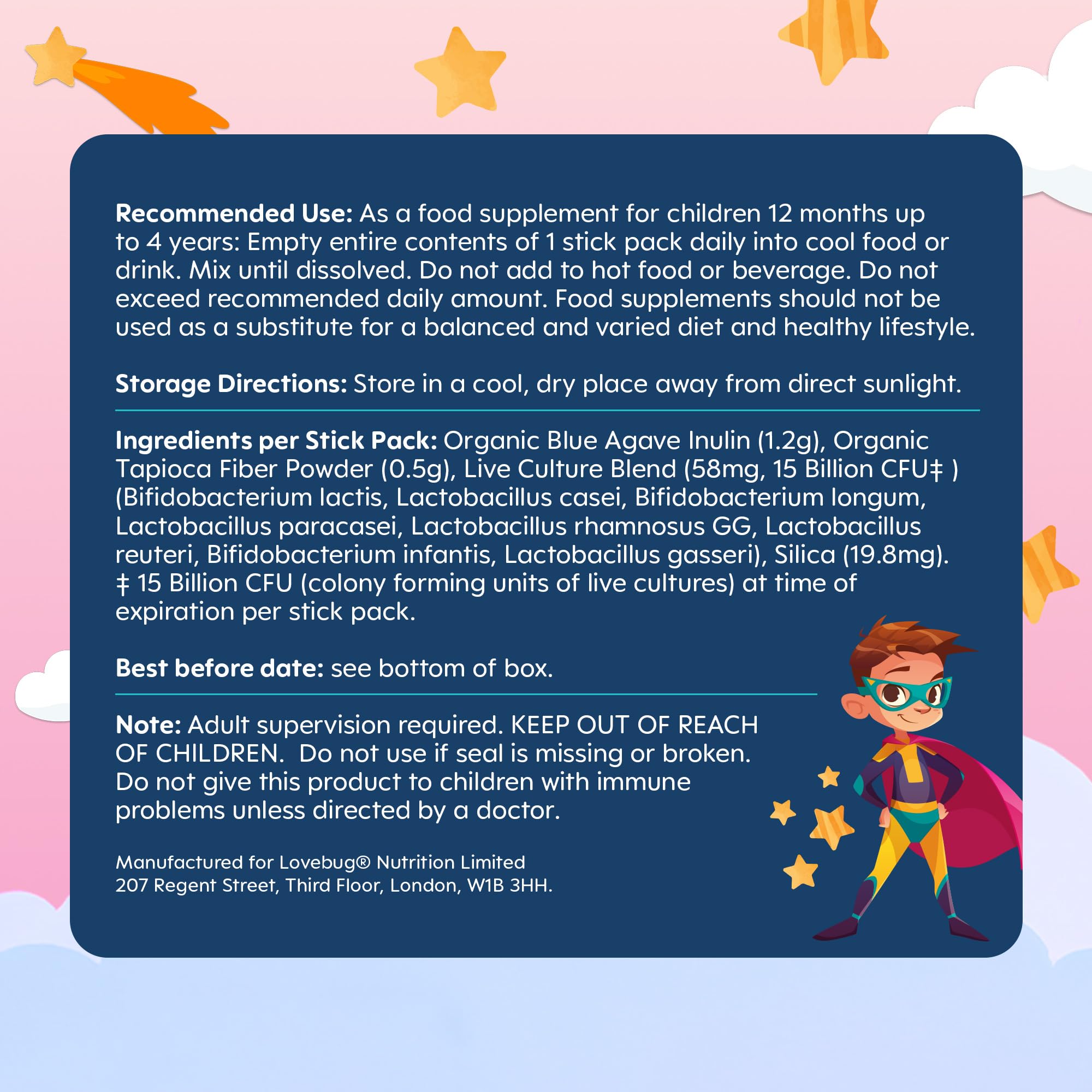 Lovebug toddler immunity support visual emphasizes family-approved formula