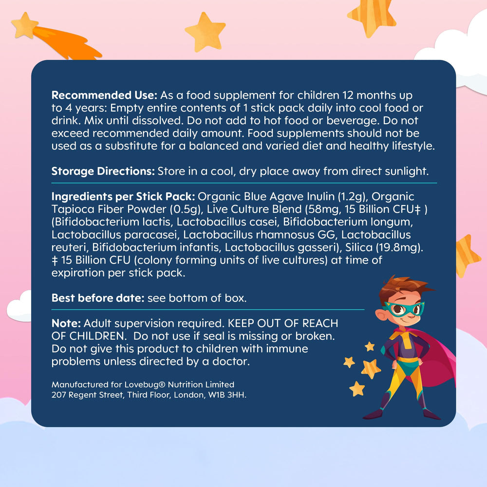 Lovebug toddler immunity support visual emphasizes family-approved formula
