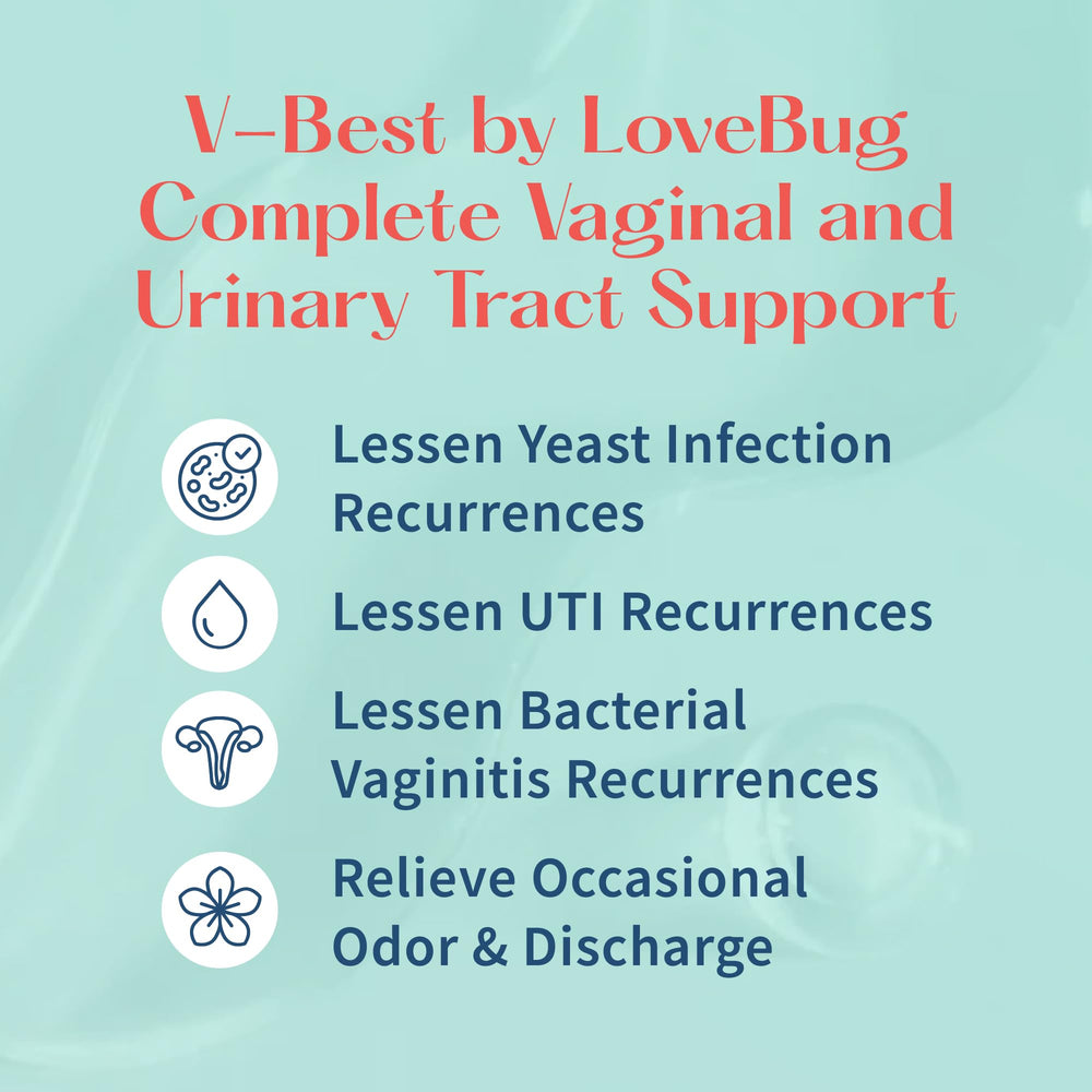 LoveBug V-Best garlic and cranberry powder image points to urinary tract health