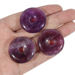 Loveliome amethyst donut pendant, hand carved, perfect for DIY jewelry projects.