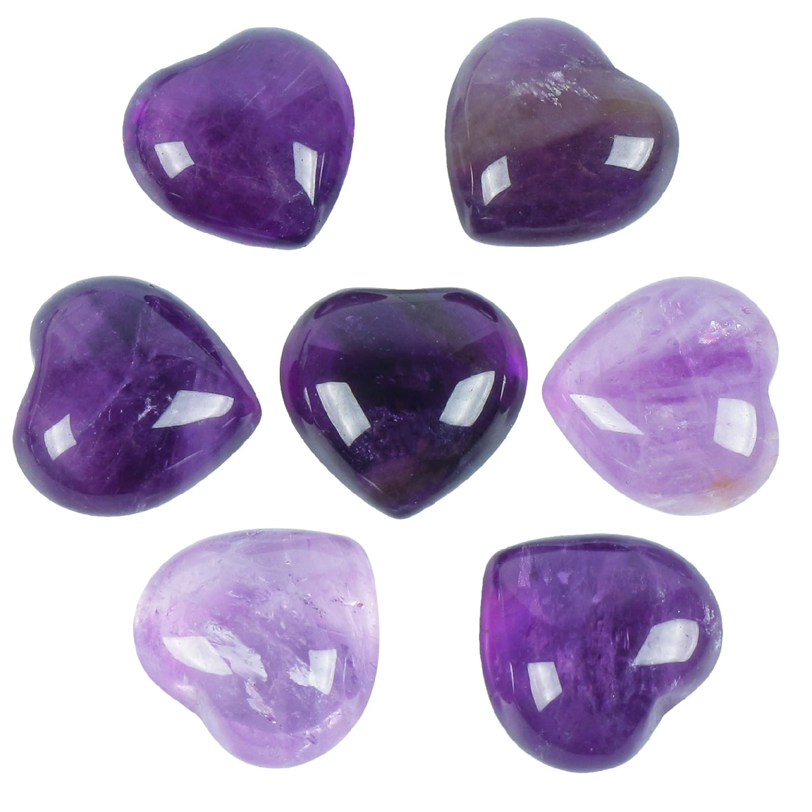 Loveliome amethyst heart palm stone for calming focus during daily meditation.